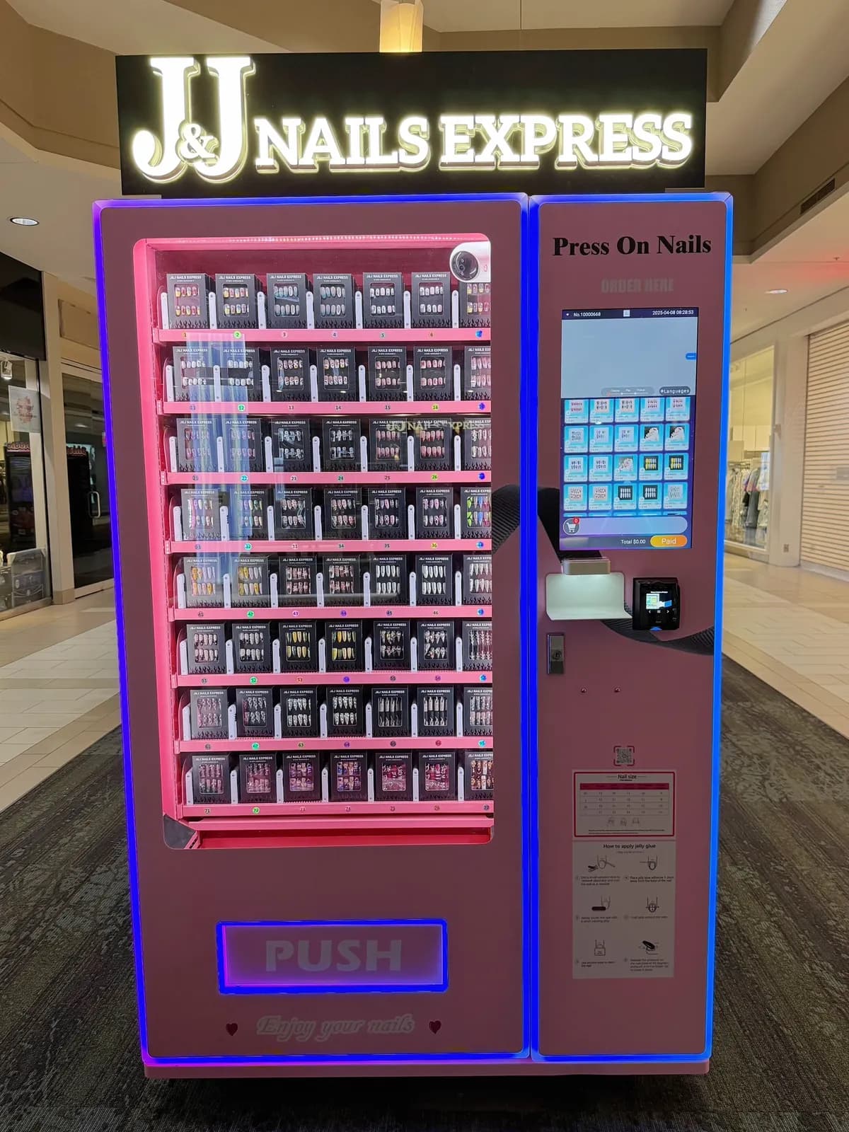 J and J Nails Express press-on nails vending machine deployment in Michigan