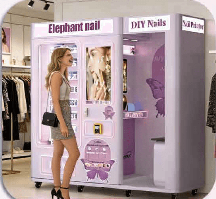 Nail vending machine in an apparel store