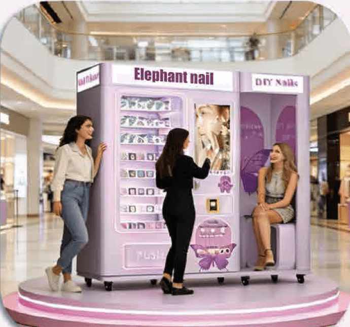 Nail vending machine in a shopping mall