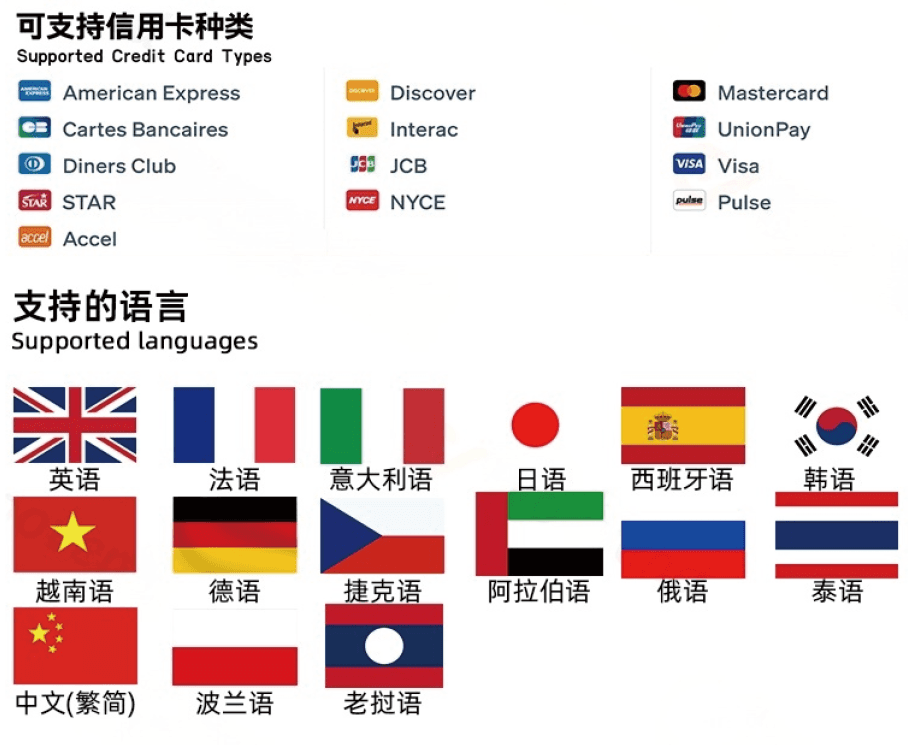 Supported languages for global nail vending machine deployment